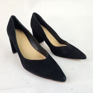 Marc Fisher Caitlin Point Toe Black Heels Size 6.5M Black Suede Pumps